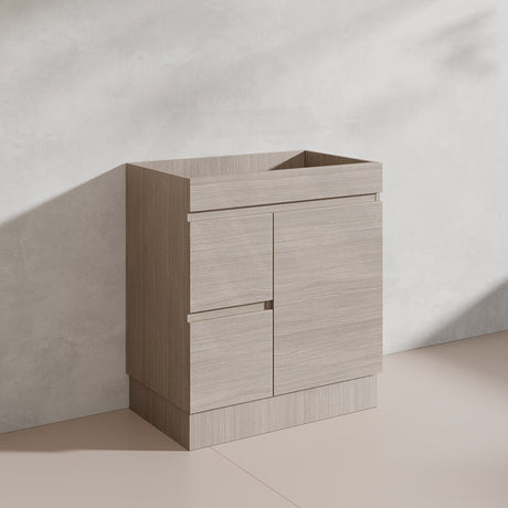 Lukka Camden Modern 750mm Freestanding Vanity E0 MDF Wood Grain PVC Film Cabinet with Left/Right Hand Drawers In Various Colours