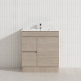 Lukka Camden Modern 750mm Freestanding Vanity E0 MDF Wood Grain PVC Film Cabinet with Left/Right Hand Drawers In Various Colours