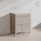 Lukka Camden Modern 750mm Freestanding Vanity E0 MDF Wood Grain PVC Film Cabinet with Left/Right Hand Drawers In Various Colours