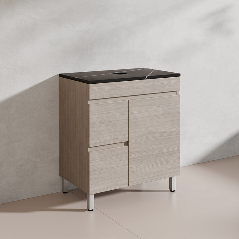 Lukka Camden Modern 750mm Freestanding Vanity E0 MDF Wood Grain PVC Film Cabinet with Left/Right Hand Drawers In Various Colours