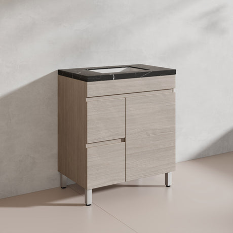 Lukka Camden Modern 750mm Freestanding Vanity E0 MDF Wood Grain PVC Film Cabinet with Left/Right Hand Drawers In Various Colours
