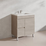 Lukka Camden Modern 750mm Freestanding Vanity E0 MDF Wood Grain PVC Film Cabinet with Left/Right Hand Drawers In Various Colours