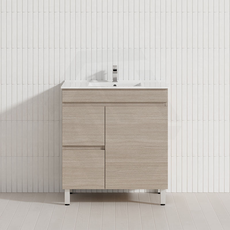 Lukka Camden Modern 750mm Freestanding Vanity E0 MDF Wood Grain PVC Film Cabinet with Left/Right Hand Drawers In Various Colours