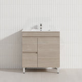 Lukka Camden Modern 750mm Freestanding Vanity E0 MDF Wood Grain PVC Film Cabinet with Left/Right Hand Drawers In Various Colours
