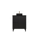 Lukka Crete Modern 600-1500mm Matt Black/White Freestanding Vanity with Legs PVC Board Linear Surface