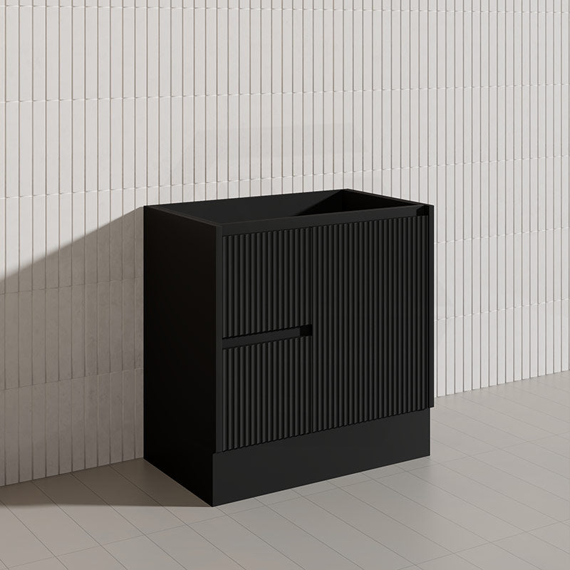 Lukka Crete Modern 750mm Matt Black/White Freestanding Vanity PVC Board Linear Surface