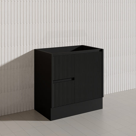 Lukka Crete Modern 750mm Matt Black/White Freestanding Vanity PVC Board Linear Surface