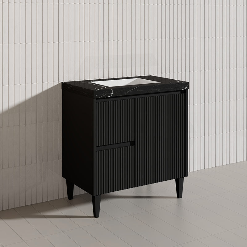 Lukka Crete Modern 750mm Matt Black/White Freestanding Vanity PVC Board Linear Surface