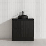 Lukka Crete Modern 600-1500mm Matt Black/White Freestanding Vanity with Kickboard PVC Board Linear Surface