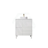 Lukka Crete Modern 600-1500mm Matt Black/White Freestanding Vanity with Legs PVC Board Linear Surface