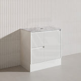 Lukka Crete Modern 750mm Matt Black/White Freestanding Vanity PVC Board Linear Surface