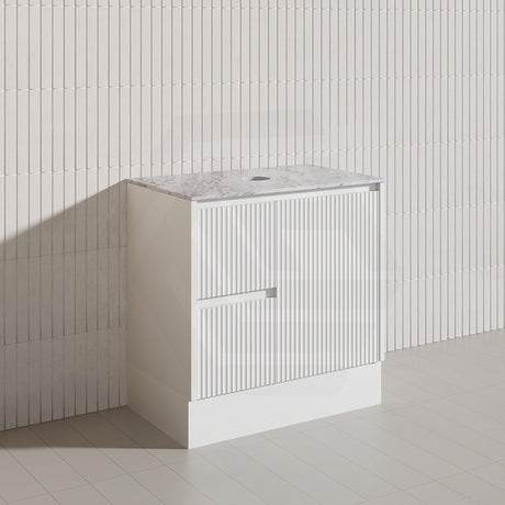Lukka Crete Modern 750mm Matt Black/White Freestanding Vanity PVC Board Linear Surface