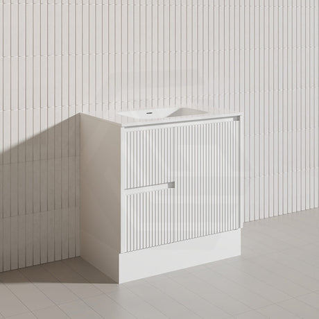 Lukka Crete Modern 750mm Matt Black/White Freestanding Vanity PVC Board Linear Surface