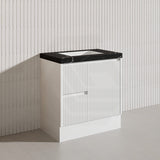 Lukka Crete Modern 750mm Matt Black/White Freestanding Vanity PVC Board Linear Surface