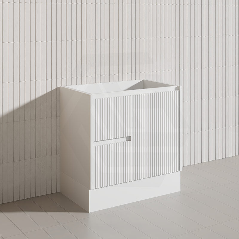 Lukka Crete Modern 750mm Matt Black/White Freestanding Vanity PVC Board Linear Surface