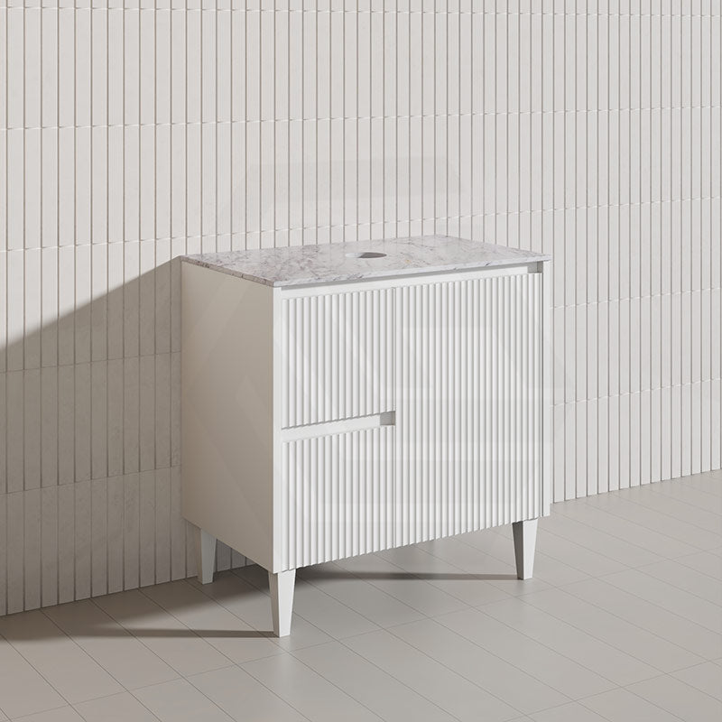 Lukka Crete Modern 750mm Matt Black/White Freestanding Vanity PVC Board Linear Surface