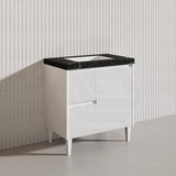 Lukka Crete Modern 750mm Matt Black/White Freestanding Vanity PVC Board Linear Surface