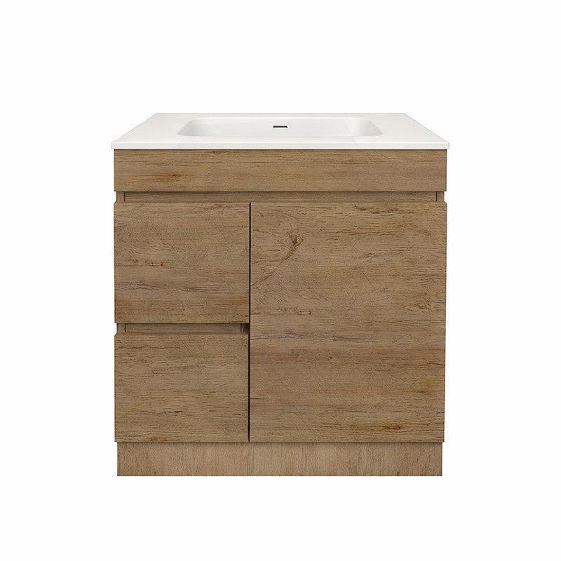 Lukka Camden Modern 750mm Freestanding Vanity E0 MDF Wood Grain PVC Film Cabinet with Left/Right Hand Drawers In Various Colours
