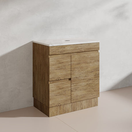 Lukka Camden Modern 750mm Freestanding Vanity E0 MDF Wood Grain PVC Film Cabinet with Left/Right Hand Drawers In Various Colours