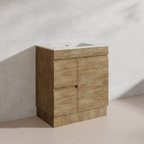 Lukka Camden Modern 750mm Freestanding Vanity E0 MDF Wood Grain PVC Film Cabinet with Left/Right Hand Drawers In Various Colours