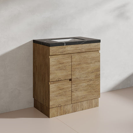 Lukka Camden Modern 750mm Freestanding Vanity E0 MDF Wood Grain PVC Film Cabinet with Left/Right Hand Drawers In Various Colours