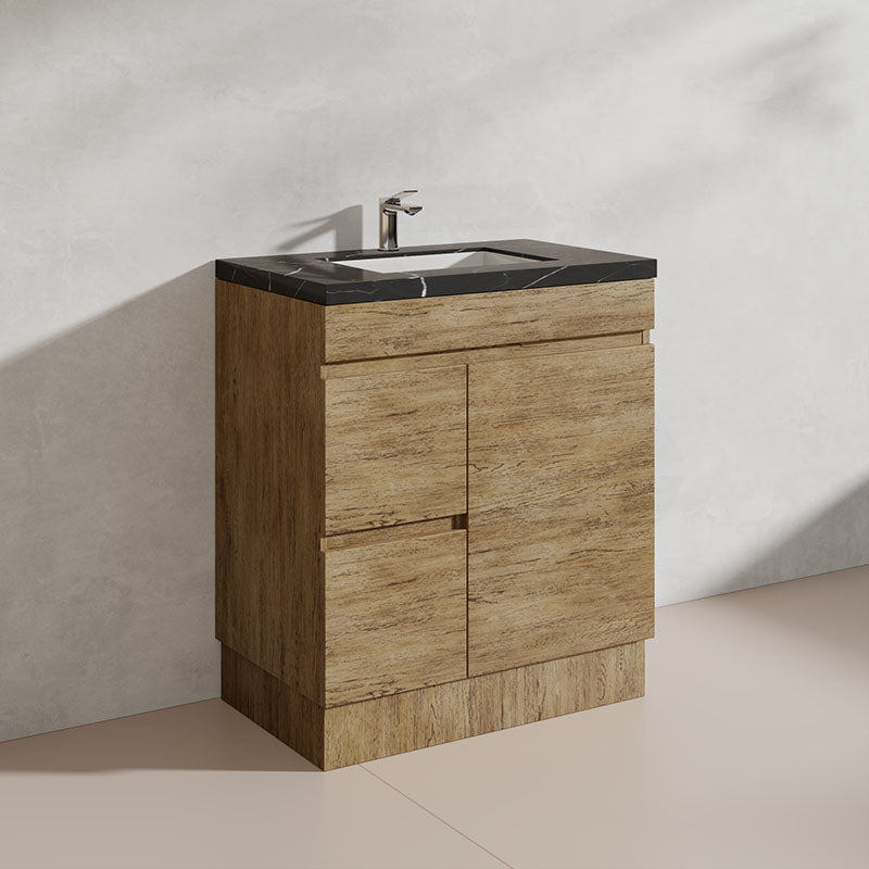 Lukka Camden Modern 750mm Freestanding Vanity E0 MDF Wood Grain PVC Film Cabinet with Left/Right Hand Drawers In Various Colours