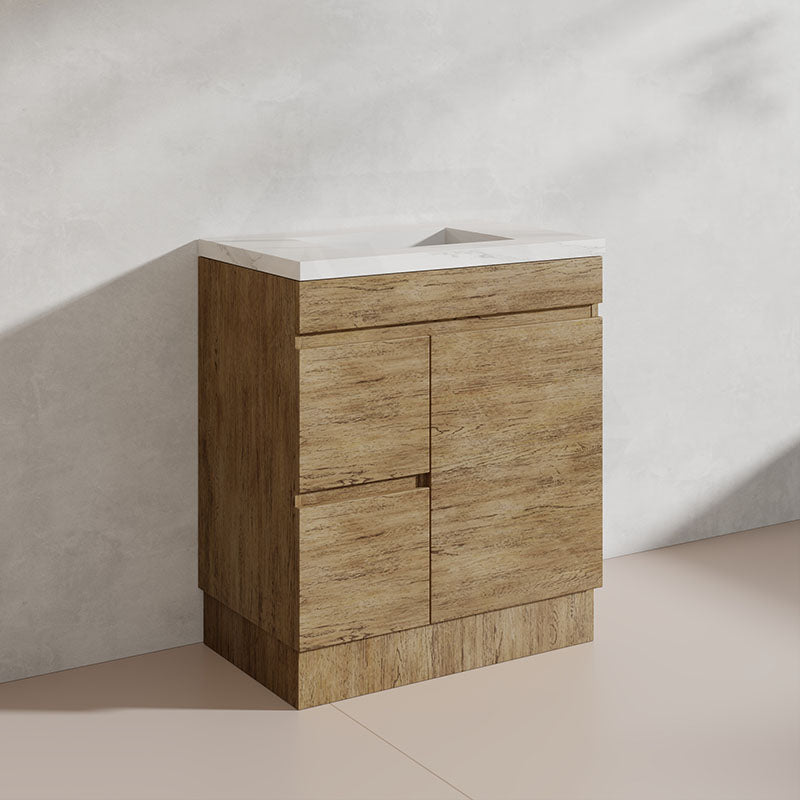 Lukka Camden Modern 750mm Freestanding Vanity E0 MDF Wood Grain PVC Film Cabinet with Left/Right Hand Drawers In Various Colours
