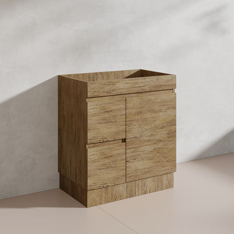 Lukka Camden Modern 750mm Freestanding Vanity E0 MDF Wood Grain PVC Film Cabinet with Left/Right Hand Drawers In Various Colours