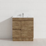 Lukka Camden Modern 750mm Freestanding Vanity E0 MDF Wood Grain PVC Film Cabinet with Left/Right Hand Drawers In Various Colours