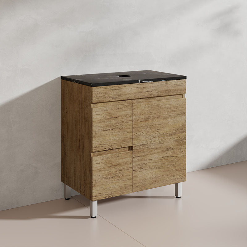 Lukka Camden Modern 750mm Freestanding Vanity E0 MDF Wood Grain PVC Film Cabinet with Left/Right Hand Drawers In Various Colours