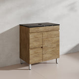 Lukka Camden Modern 750mm Freestanding Vanity E0 MDF Wood Grain PVC Film Cabinet with Left/Right Hand Drawers In Various Colours