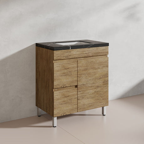 Lukka Camden Modern 750mm Freestanding Vanity E0 MDF Wood Grain PVC Film Cabinet with Left/Right Hand Drawers In Various Colours