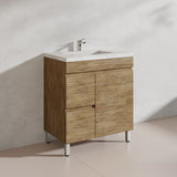 Lukka Camden Modern 750mm Freestanding Vanity E0 MDF Wood Grain PVC Film Cabinet with Left/Right Hand Drawers In Various Colours
