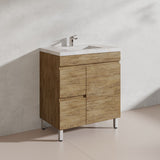 Lukka Camden Modern 750mm Freestanding Vanity E0 MDF Wood Grain PVC Film Cabinet with Left/Right Hand Drawers In Various Colours