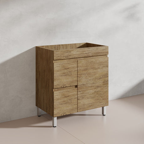 Lukka Camden Modern 750mm Freestanding Vanity E0 MDF Wood Grain PVC Film Cabinet with Left/Right Hand Drawers In Various Colours