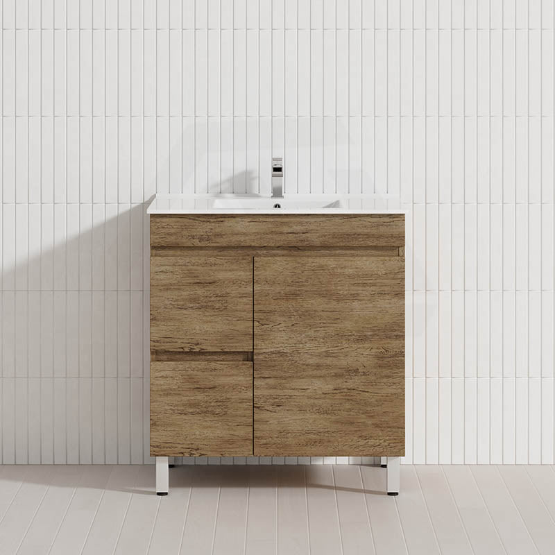 Lukka Camden Modern 750mm Freestanding Vanity E0 MDF Wood Grain PVC Film Cabinet with Left/Right Hand Drawers In Various Colours