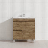Lukka Camden Modern 750mm Freestanding Vanity E0 MDF Wood Grain PVC Film Cabinet with Left/Right Hand Drawers In Various Colours