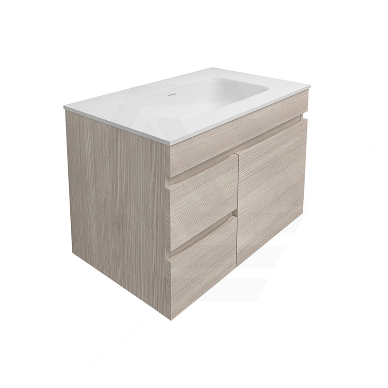 Lukka Camden Modern 750mm Wall Hung Vanity E0 MDF Wood Grain PVC Film Cabinet with Left/Right Hand Drawers In Various Colours