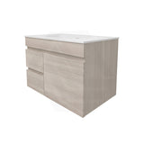 Lukka Camden Modern 750mm Wall Hung Vanity E0 MDF Wood Grain PVC Film Cabinet with Left/Right Hand Drawers In Various Colours