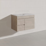 Lukka Camden Modern 750mm Wall Hung Vanity E0 MDF Wood Grain PVC Film Cabinet with Left/Right Hand Drawers In Various Colours