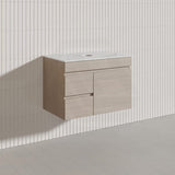 Lukka Camden Modern 750mm Wall Hung Vanity E0 MDF Wood Grain PVC Film Cabinet with Left/Right Hand Drawers In Various Colours