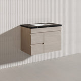 Lukka Camden Modern 750mm Wall Hung Vanity E0 MDF Wood Grain PVC Film Cabinet with Left/Right Hand Drawers In Various Colours