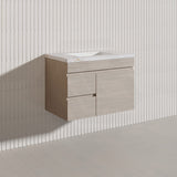 Lukka Camden Modern 750mm Wall Hung Vanity E0 MDF Wood Grain PVC Film Cabinet with Left/Right Hand Drawers In Various Colours