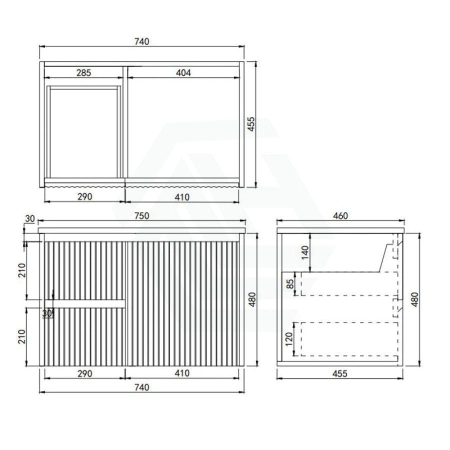600-1500mm Lukka Crete Wall Hung Bathroom Fluted Vanity Matt White/Black PVC Board Cabinet ONLY & Ceramic Top Available
