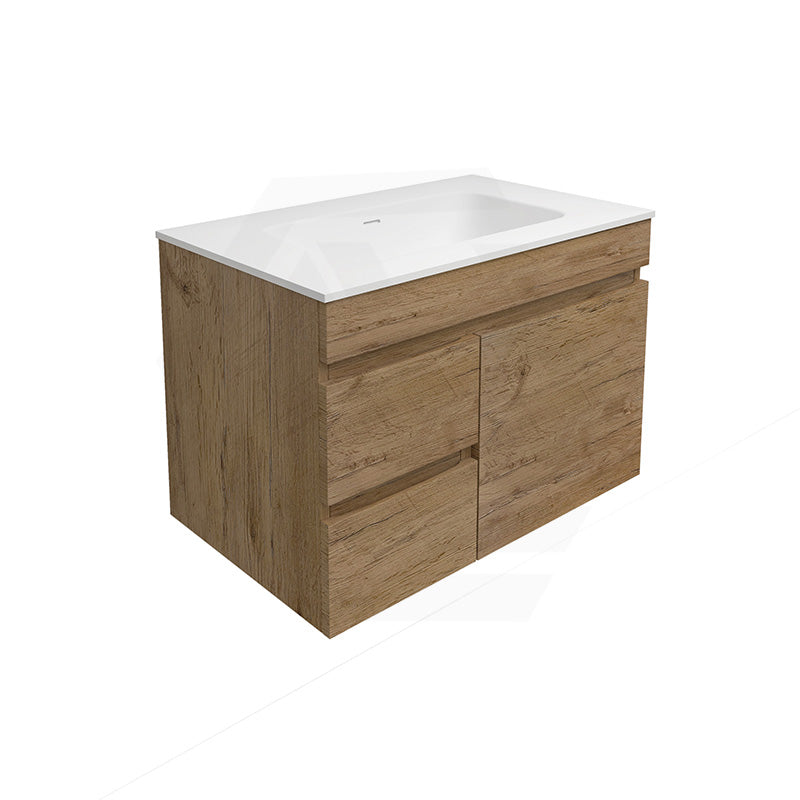 Lukka Camden Modern 750mm Wall Hung Vanity E0 MDF Wood Grain PVC Film Cabinet with Left/Right Hand Drawers In Various Colours