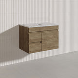 Lukka Camden Modern 750mm Wall Hung Vanity E0 MDF Wood Grain PVC Film Cabinet with Left/Right Hand Drawers In Various Colours