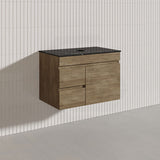 Lukka Camden Modern 750mm Wall Hung Vanity E0 MDF Wood Grain PVC Film Cabinet with Left/Right Hand Drawers In Various Colours