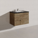 Lukka Camden Modern 750mm Wall Hung Vanity E0 MDF Wood Grain PVC Film Cabinet with Left/Right Hand Drawers In Various Colours