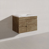 Lukka Camden Modern 750mm Wall Hung Vanity E0 MDF Wood Grain PVC Film Cabinet with Left/Right Hand Drawers In Various Colours