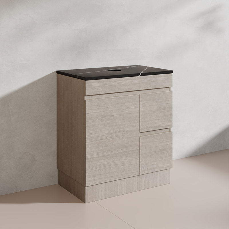 Lukka Camden Modern 750mm Freestanding Vanity E0 MDF Wood Grain PVC Film Cabinet with Left/Right Hand Drawers In Various Colours